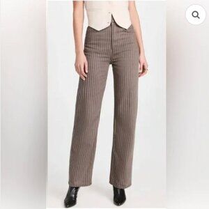 Reformation Wilder High-rise In Cacao Pinstripe Organic Cotton-blend Jeans 26